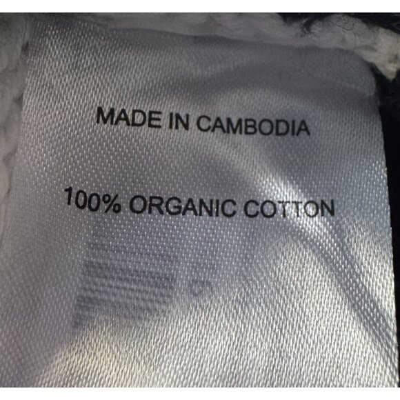 NWT Quince Womans XL 100% Organic Cropped Cotton Polo Sweater Navy White Striped - Picture 8 of 11